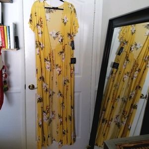 Lulu's Yellow Floral Maxi Wrap Dress